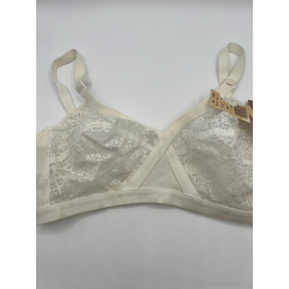 NWT 70'S VINTAGE GELMART BRA CRISS CROSS LACE STRETCH STRAP SIZE 36D WHITE - Picture 3 of 13